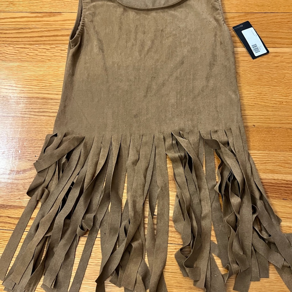 Brown Mini Skirt with Fringe for Casual Resort Wear